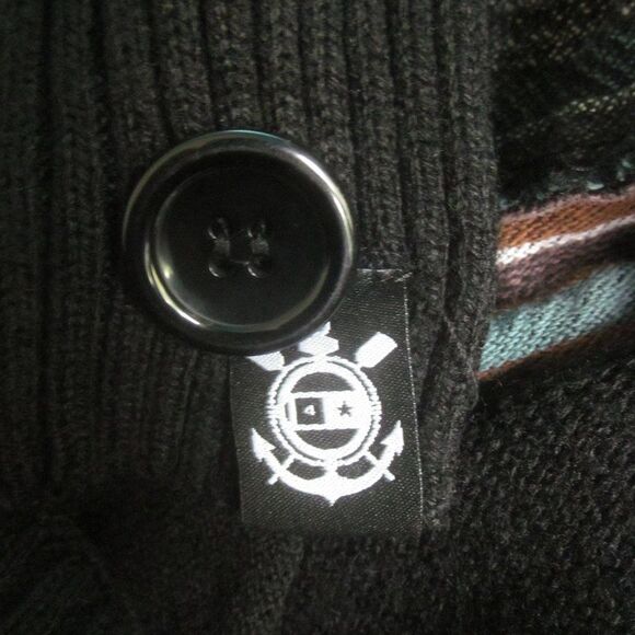 Four Star Clothing Retro Cardigan Lined Mens Size S Black Knit Button Front - Picture 8 of 14